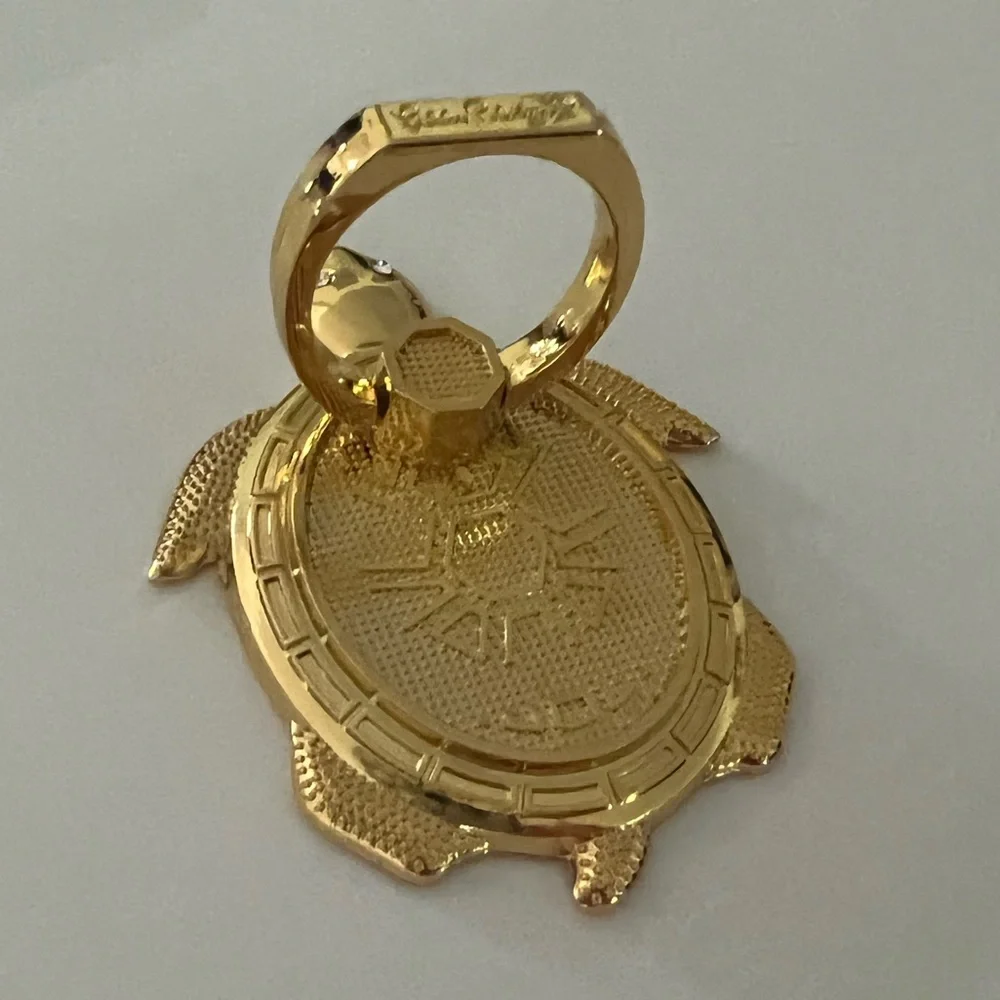 NWT Lilly Pulitzer Gold Metallic Turtle Phone Ring Adhesive Mount